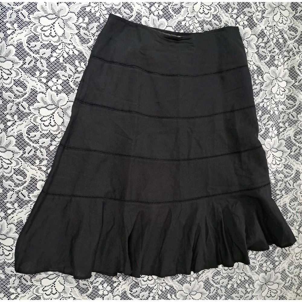 Appraisal Plus Midi Skirt‎ 18W Black A-Line Flared Dressy Lined Ramie Rayon Boho